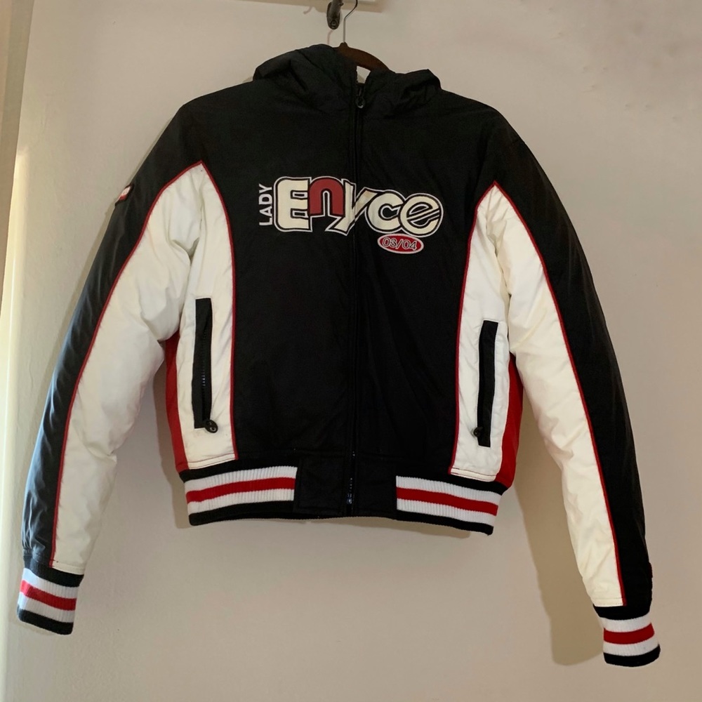 Enyce tri-colored down+feather puffer jacket